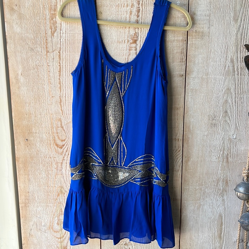 Parker cobalt beaded dress NWT Size Large